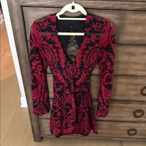 Red and Black Patterned Dress